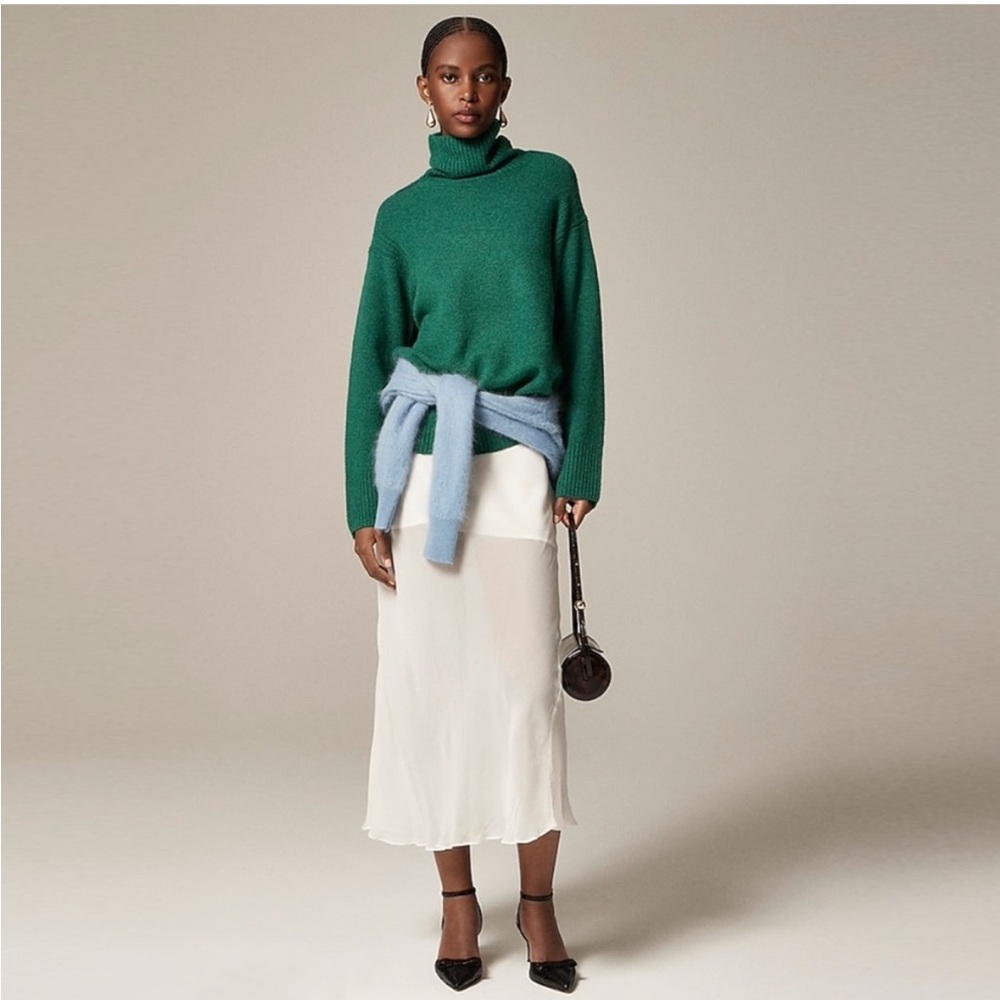 NWT JCrew superyarn turtleneck sweater small “heather pine”